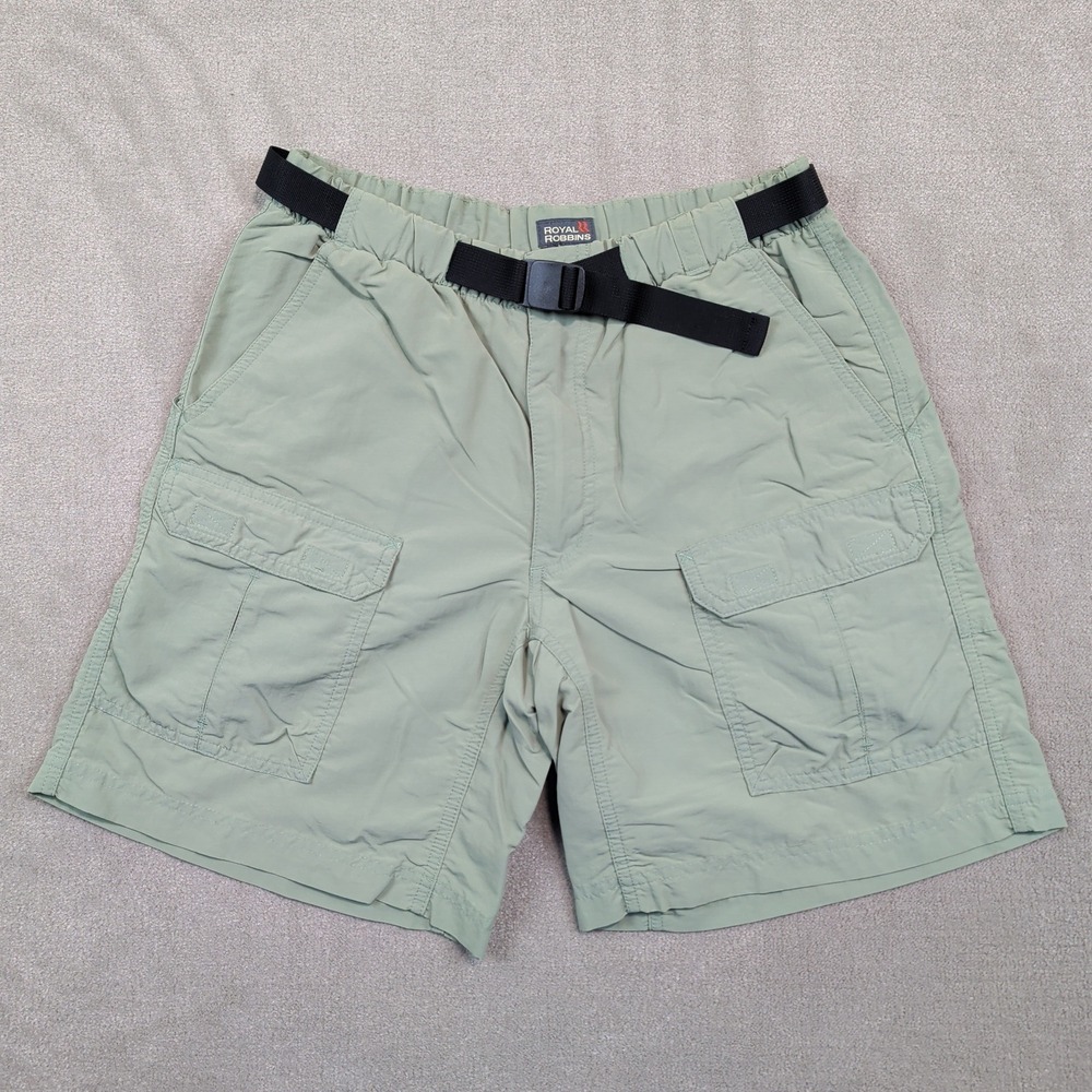 Royal Robbins Gorpcore Cargo Shorts Small Sage Green Supplex Nylon Hiking Gear